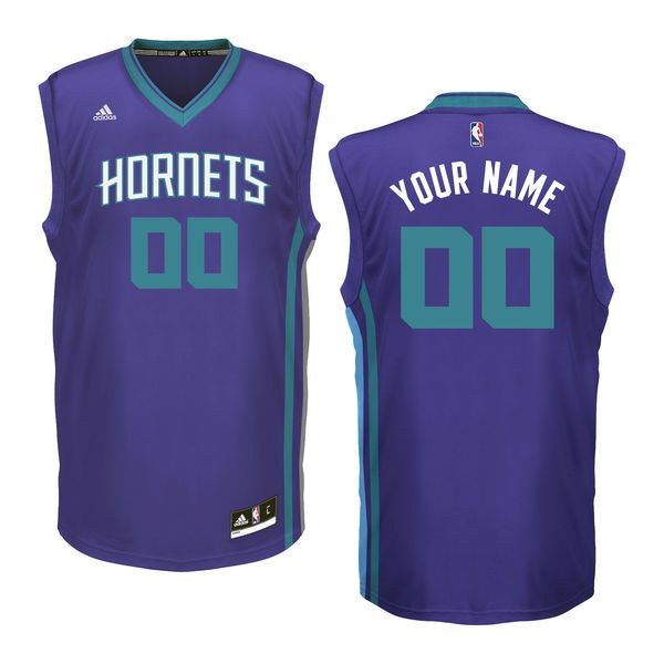 Youth Charlotte Hornets Adidas Purple Custom Replica Road NBA Jersey